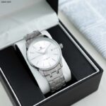 ساعة رجالية دائرية مع حزام معدني لون فضي