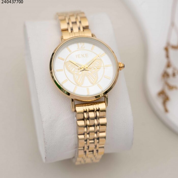 103380142_67fadd3938112 ساعة نسائية مستطيلة مع حزام معدني لون ذهبي - الصورة 1