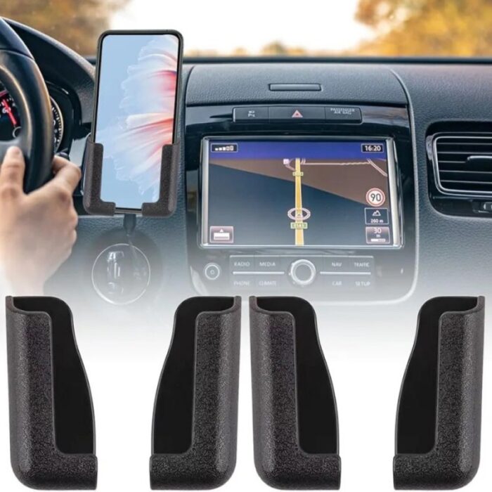 103380399_67fade0722e1d حامل جوال للسيارة ذاتي اللصق يثبت على لوحة التابلو يتكون من قطعتين سهل التركيب في أي مكان لون أسود - الصورة 1