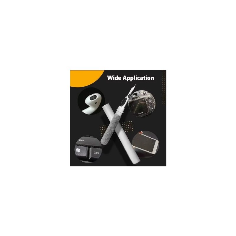 ⁦قلم تنظيف سماعات الاذن ايربودز متعددة الوظائف 3 في 1 مع فرشاة ناعمة مصنوع من معدن ومطاط وإسفنج من الألياف الدقيقة⁩ - الصورة ⁦1⁩