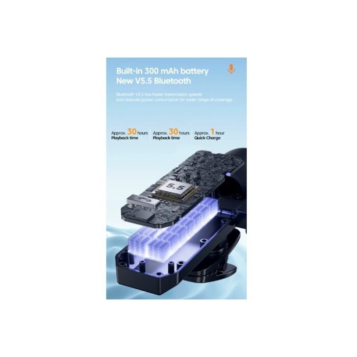 ⁦سماعة أذن لاسلكية بلوتوث مع ملقط لتثبيته مع ميكروفون HD مع خاصية تقليل حدة الضوضاء لون أسود⁩ - الصورة ⁦3⁩