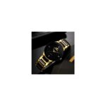 ⁦ساعة يد رجالية فاخرة بحزام ستانلس ستيل لون أسود وذهبي⁩ - الصورة ⁦3⁩