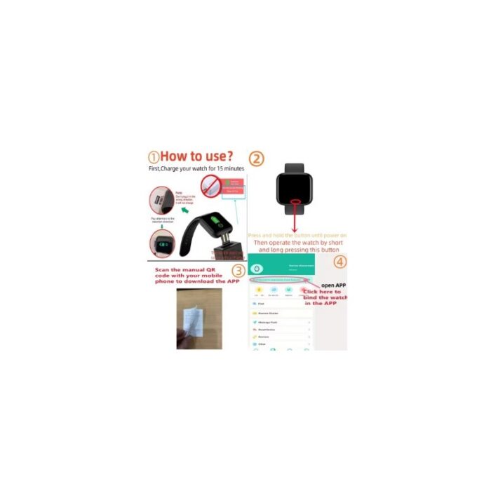 ⁦ساعة رياضية ذكية تعمل باللمس الكامل بحزام سيليكون لمراقبة خطوات المشي والسعرات الحرارية ومعدل ضربات القلب وجودة النوم - لون أسود⁩ - الصورة ⁦2⁩