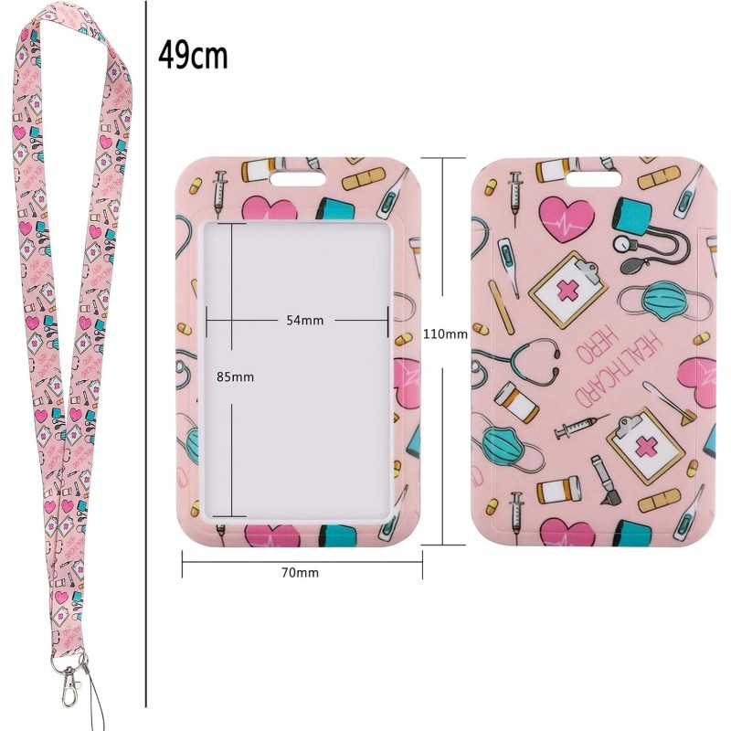 ⁦حامل بطاقات مع حبل لون زهري⁩ - الصورة ⁦1⁩