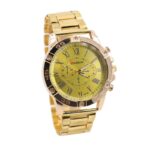 ساعة معدنية للرجال لون ذهبي أرضية صفراء