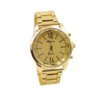 ساعة معدنية للرجال لون ذهبي أرضية صفراء