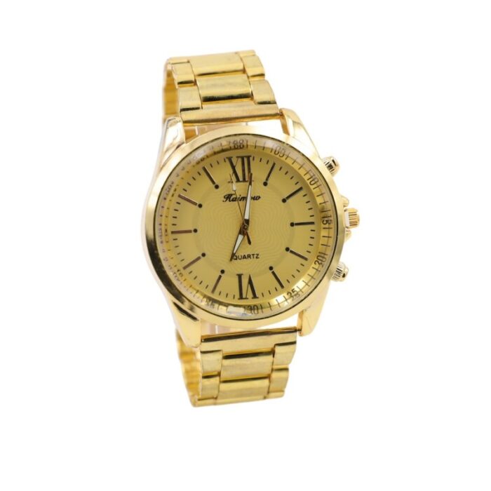 ⁦ساعة معدنية للرجال لون ذهبي أرضية صفراء⁩ - الصورة ⁦1⁩
