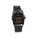 ساعة معدنية للرجال لون أسود أرضية سوداء