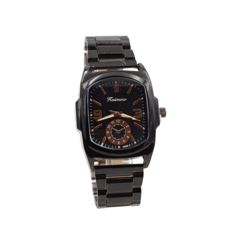 ⁦ساعة معدنية للرجال لون أسود أرضية سوداء⁩ - الصورة ⁦1⁩