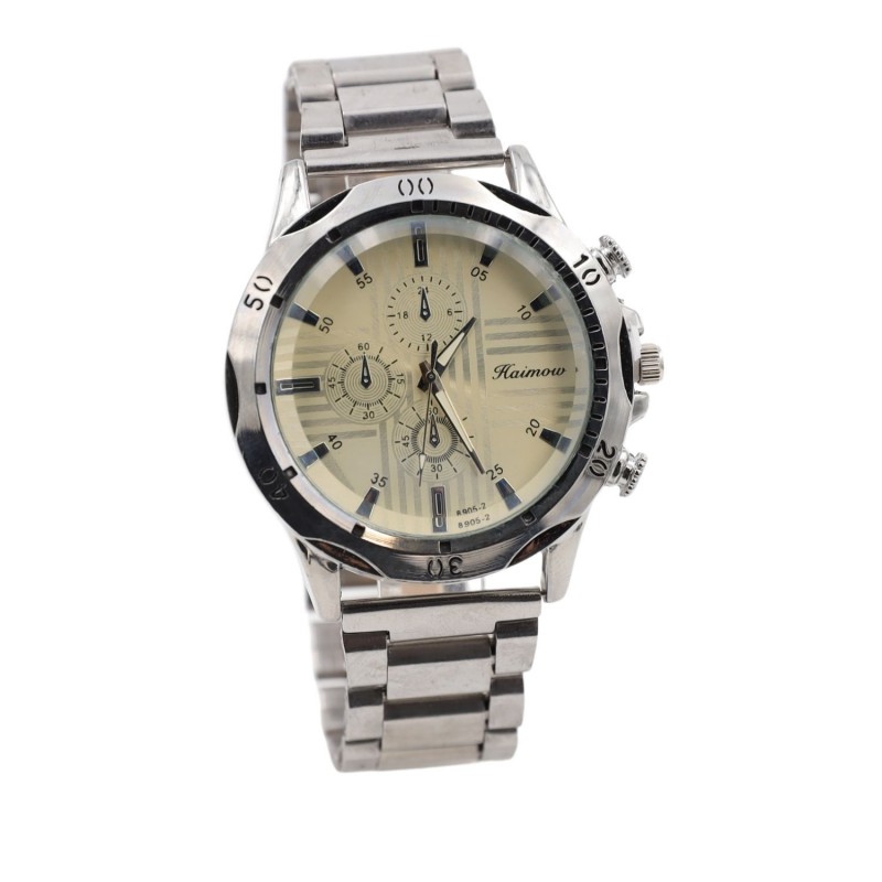 ⁦ساعة معدنية للرجال لون فضي أرضية بيضاء⁩ - الصورة ⁦1⁩