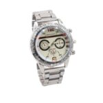 ساعة معدنية للرجال لون فضي أرضية بيضاء