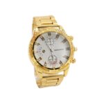 ساعة معدنية للرجال لون ذهبي أرضية بيضاء