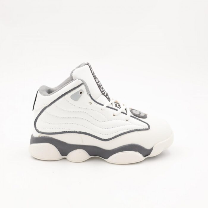 ⁦بوت رياضي ولادي للأطفال لون أبيض ورمادي⁩ - الصورة ⁦3⁩