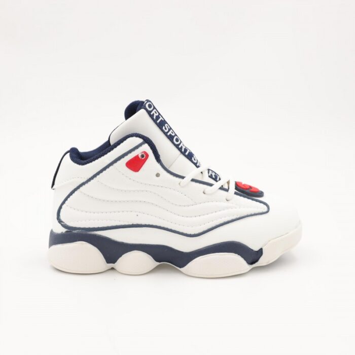 ⁦بوت رياضي ولادي للأطفال لون أبيض وكحلي⁩ - الصورة ⁦2⁩