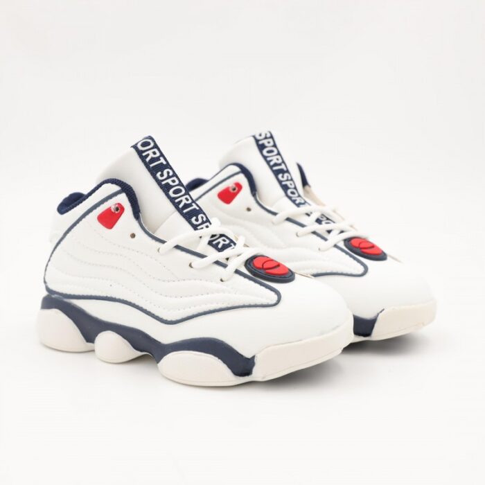 ⁦بوت رياضي ولادي للأطفال لون أبيض وكحلي⁩ - الصورة ⁦6⁩