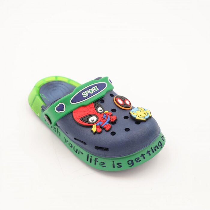 ⁦شبشب بتصميم سبايدر كيدز مضيء للأطفال لون كحلي وأخضر⁩ - الصورة ⁦2⁩