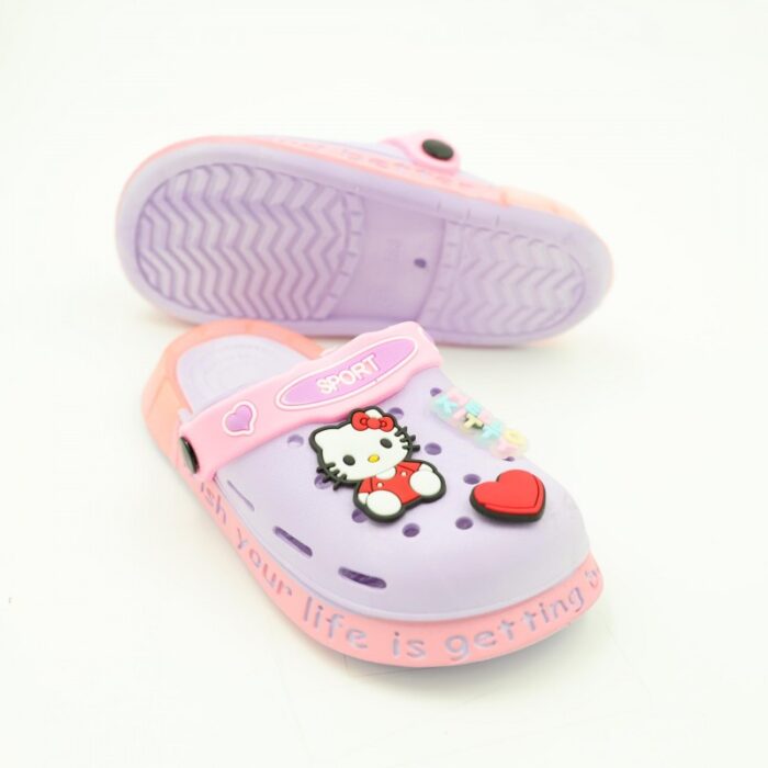 ⁦شبشب بناتي بتصميم هالو كيتي مضيء للأطفال لون بنفسجي وزهري⁩ - الصورة ⁦2⁩