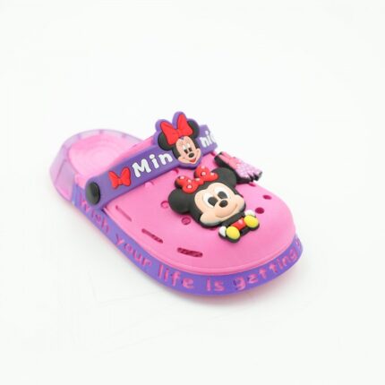 شبشب بناتي بتصميم ميني ماوس مضيء للأطفال لون زهري وبنفسجي