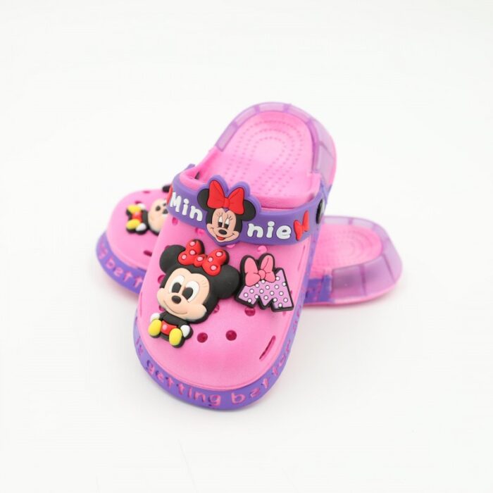 ⁦شبشب بناتي بتصميم ميني ماوس مضيء للأطفال لون زهري وبنفسجي⁩ - الصورة ⁦2⁩