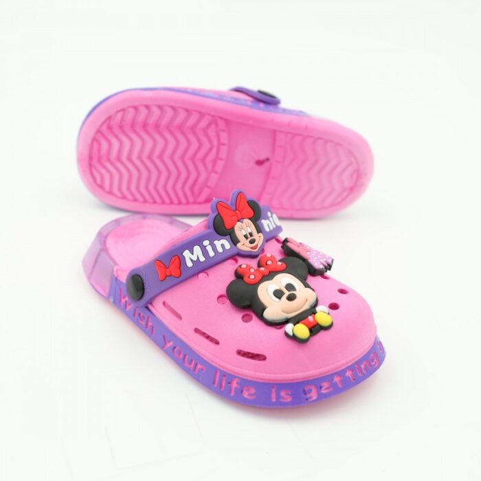 ⁦شبشب بناتي بتصميم ميني ماوس مضيء للأطفال لون زهري وبنفسجي⁩ - الصورة ⁦3⁩