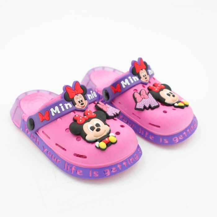 ⁦شبشب بناتي بتصميم ميني ماوس مضيء للأطفال لون زهري وبنفسجي⁩ - الصورة ⁦4⁩