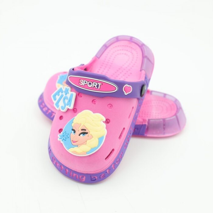 ⁦شبشب بناتي بتصميم السا مضيء للأطفال لون زهري وبنفسجي⁩ - الصورة ⁦2⁩