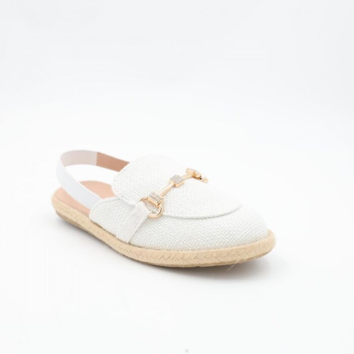 ⁦حذاء صيفي بناتي محير لون أبيض ونعل بيج⁩ - الصورة ⁦2⁩