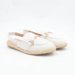 ⁦حذاء صيفي بناتي محير لون أبيض ونعل بيج⁩ - الصورة ⁦6⁩