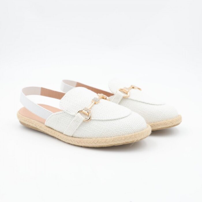 ⁦حذاء صيفي بناتي محير لون أبيض ونعل بيج⁩ - الصورة ⁦6⁩