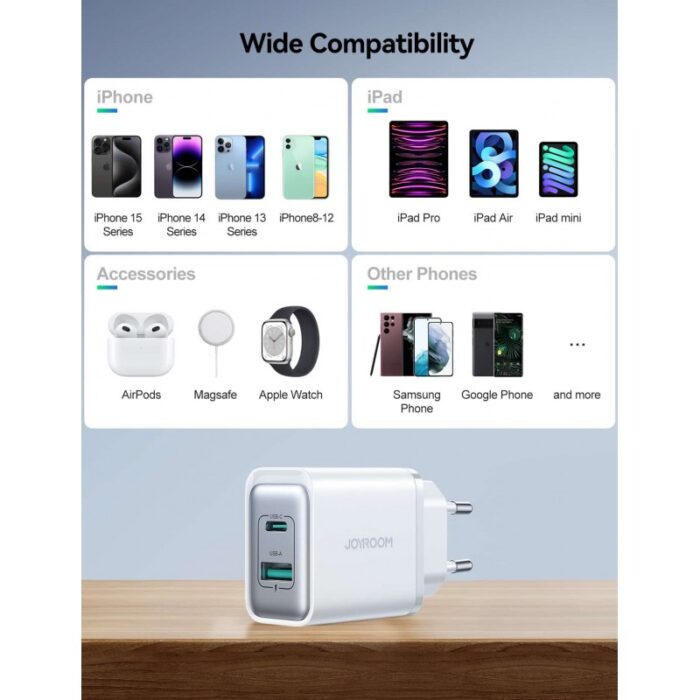 ⁦عظمة شحن مدخلين تدعم الماك بوك والجوال شحن سريع جدا 30 واط ماركة joyroom⁩ - الصورة ⁦5⁩