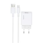 شاحن بمدخلين يدعم شحن سريع 14 واط يو اس بي مع سلك شحن مايكرو