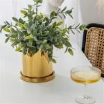 ⁦طقم قوار ورد بورسلان فاخر 3 قطع سادة لون ذهبي⁩ - الصورة ⁦4⁩