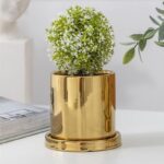 ⁦طقم قوار ورد بورسلان فاخر 3 قطع سادة لون ذهبي⁩ - الصورة ⁦5⁩