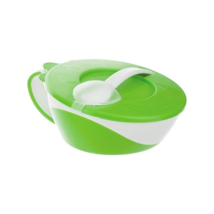 103380922_67ff5cc421bf8 صحن طعام مع ملعقة للأطفال لون أخضر 350 مل - الصورة 1