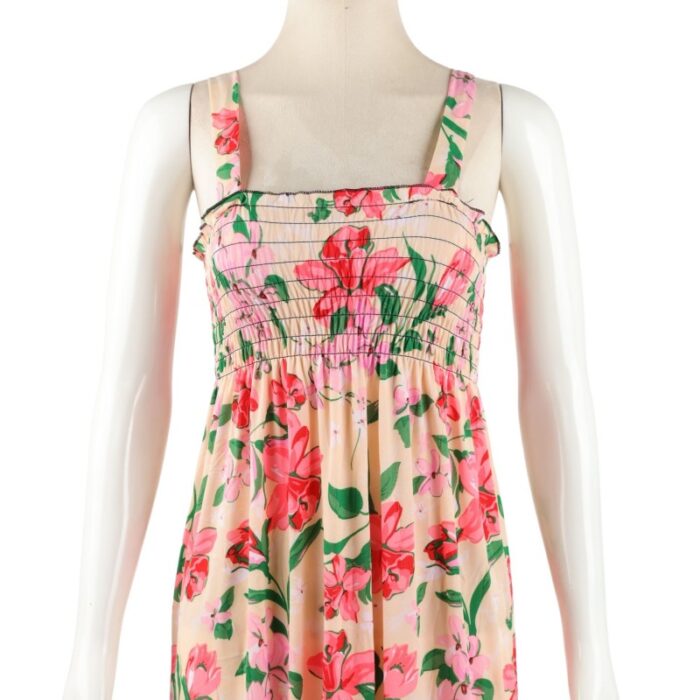 ⁦فستان صيفي للنساء لون بيج مورد⁩ - الصورة ⁦4⁩