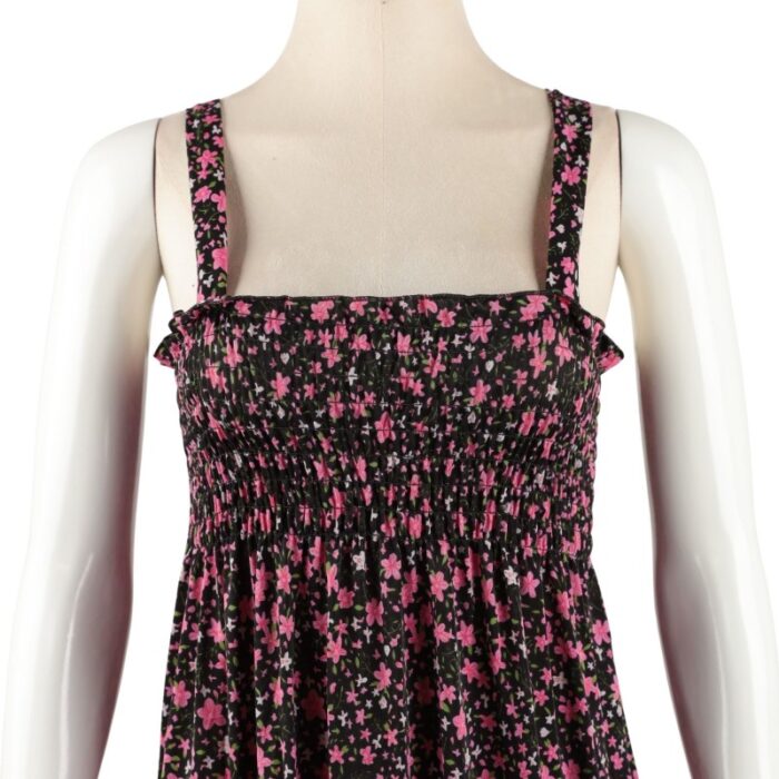 ⁦فستان صيفي للنساء لون أسود مورد ورود صغيرة⁩ - الصورة ⁦4⁩