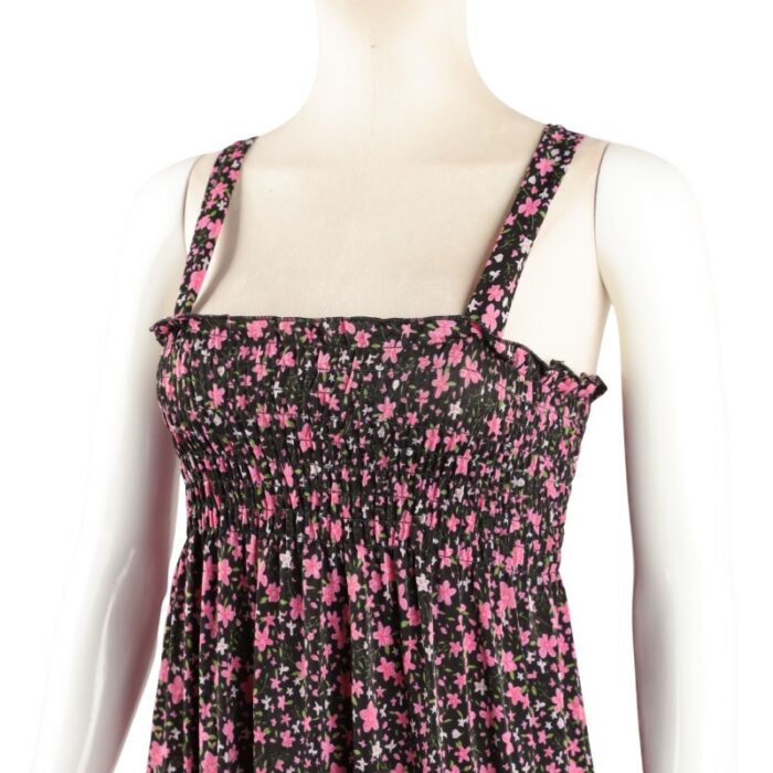 ⁦فستان صيفي للنساء لون أسود مورد ورود صغيرة⁩ - الصورة ⁦5⁩