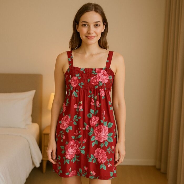 103381003_680745f6cd3ff فستان صيفي للنساء لون أحمر مورد - الصورة 1