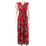 فستان صيفي طويل للنساء لون أحمر