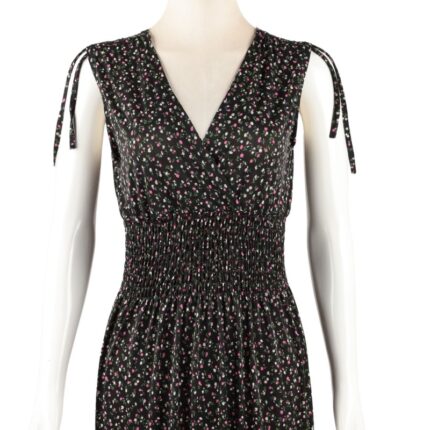 فستان صيفي طويل للنساء لون أسود مورد صغير