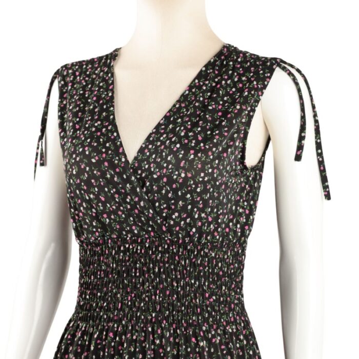 ⁦فستان صيفي طويل للنساء لون أسود مورد صغير⁩ - الصورة ⁦2⁩