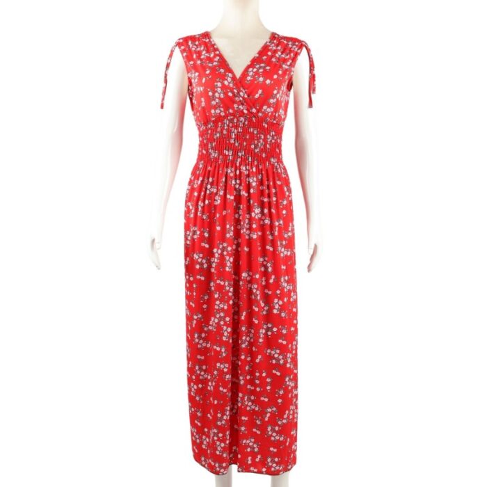 ⁦فستان صيفي طويل للنساء لون أحمر مورد⁩ - الصورة ⁦4⁩