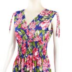 ⁦فستان صيفي طويل للنساء لون أزرق مورد زهري⁩ - الصورة ⁦2⁩