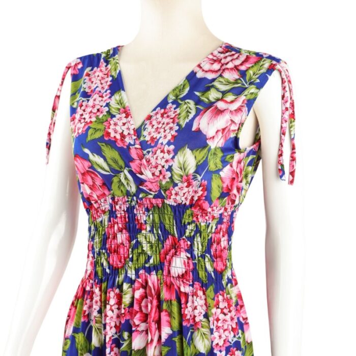 ⁦فستان صيفي طويل للنساء لون أزرق مورد زهري⁩ - الصورة ⁦2⁩