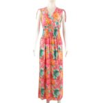 ⁦فستان صيفي طويل للنساء لون زهري مورد برتقالي⁩ - الصورة ⁦5⁩