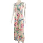 ⁦فستان صيفي طويل للنساء لون بيج مورد⁩ - الصورة ⁦2⁩