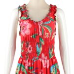 فستان صيفي طويل للنساء لون أحمر مورد