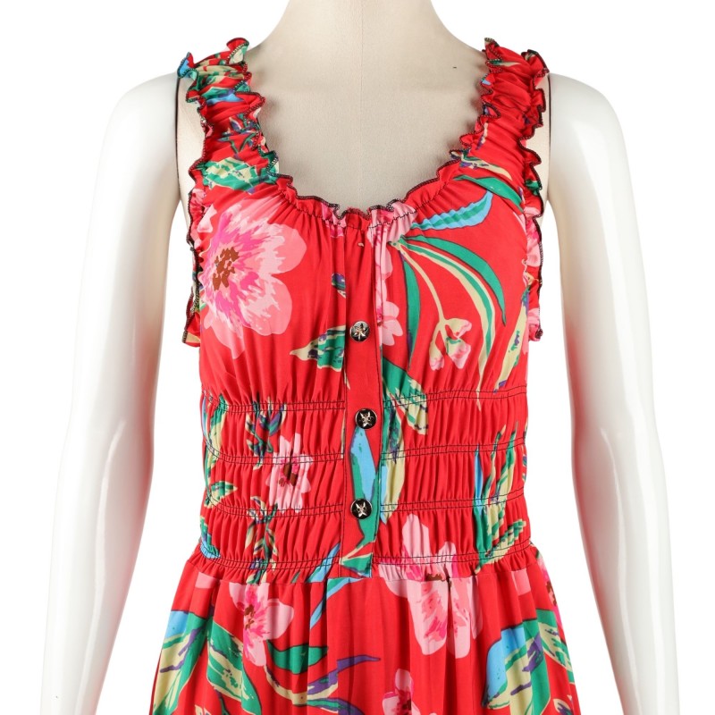 ⁦فستان صيفي طويل للنساء لون أحمر مورد⁩ - الصورة ⁦1⁩