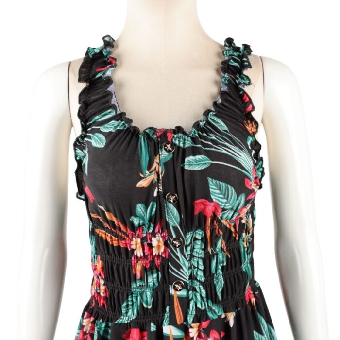 ⁦فستان صيفي طويل للنساء لون أسود مورد⁩ - الصورة ⁦3⁩