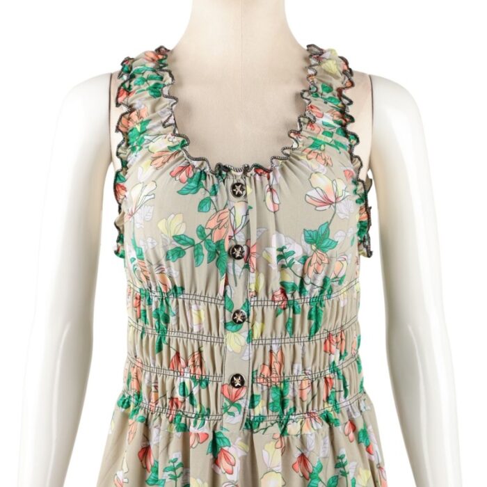 ⁦فستان صيفي طويل للنساء لون بيج مورد⁩ - الصورة ⁦4⁩